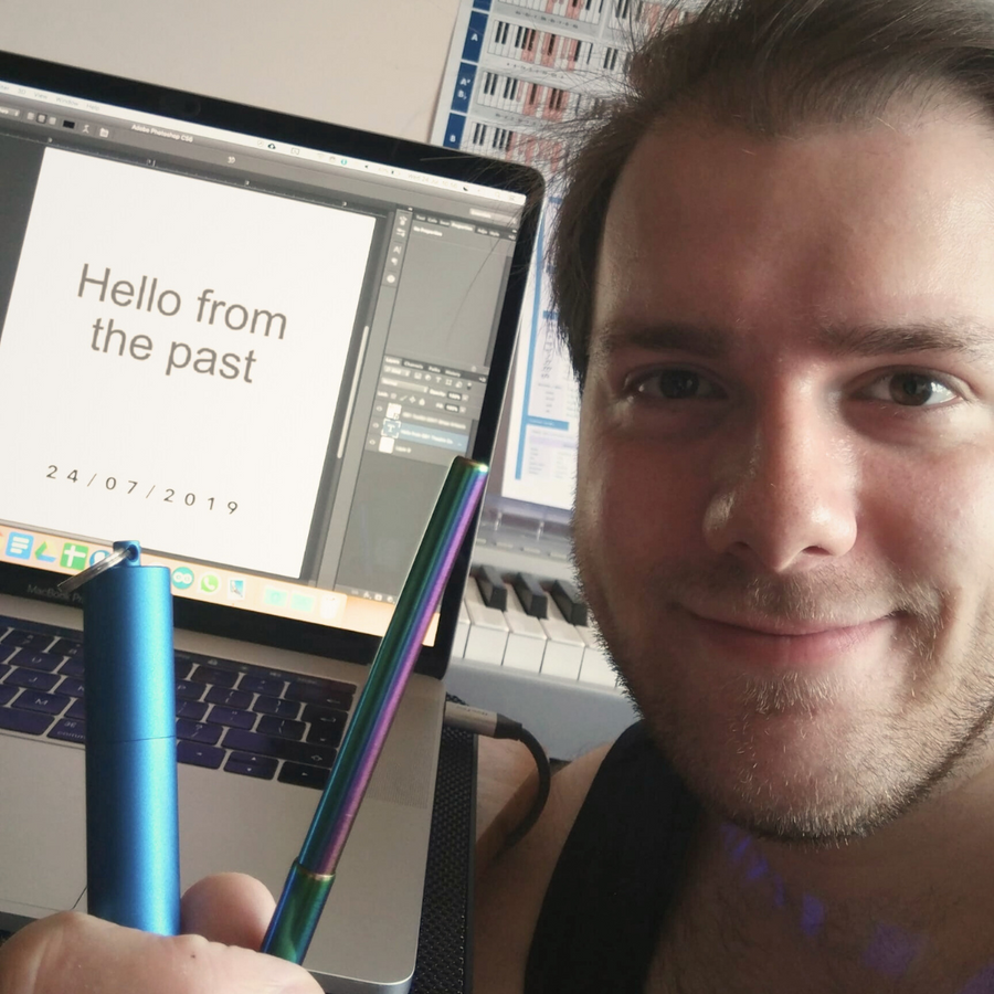 Oren with early Resono prototypes, July 2019