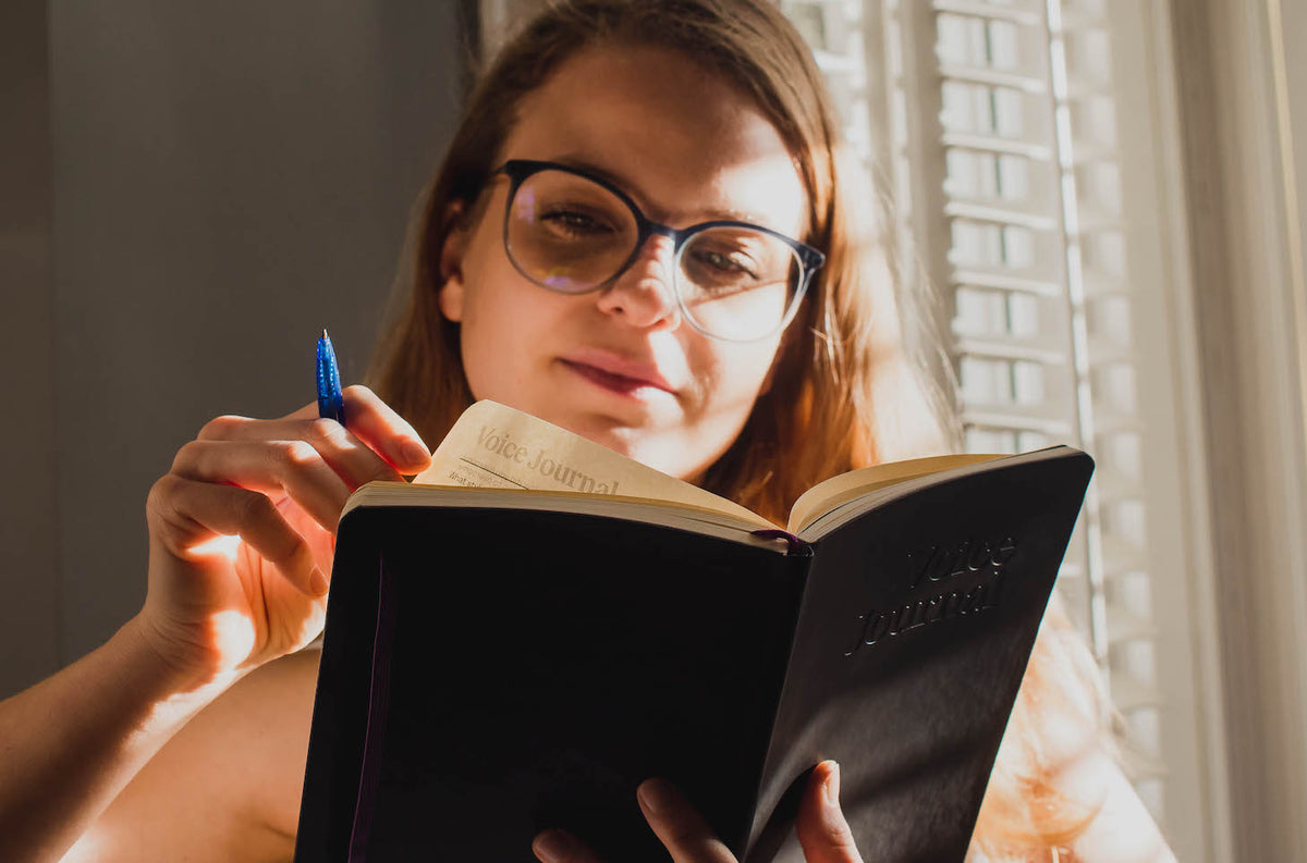 A singer reading her Voice Journal