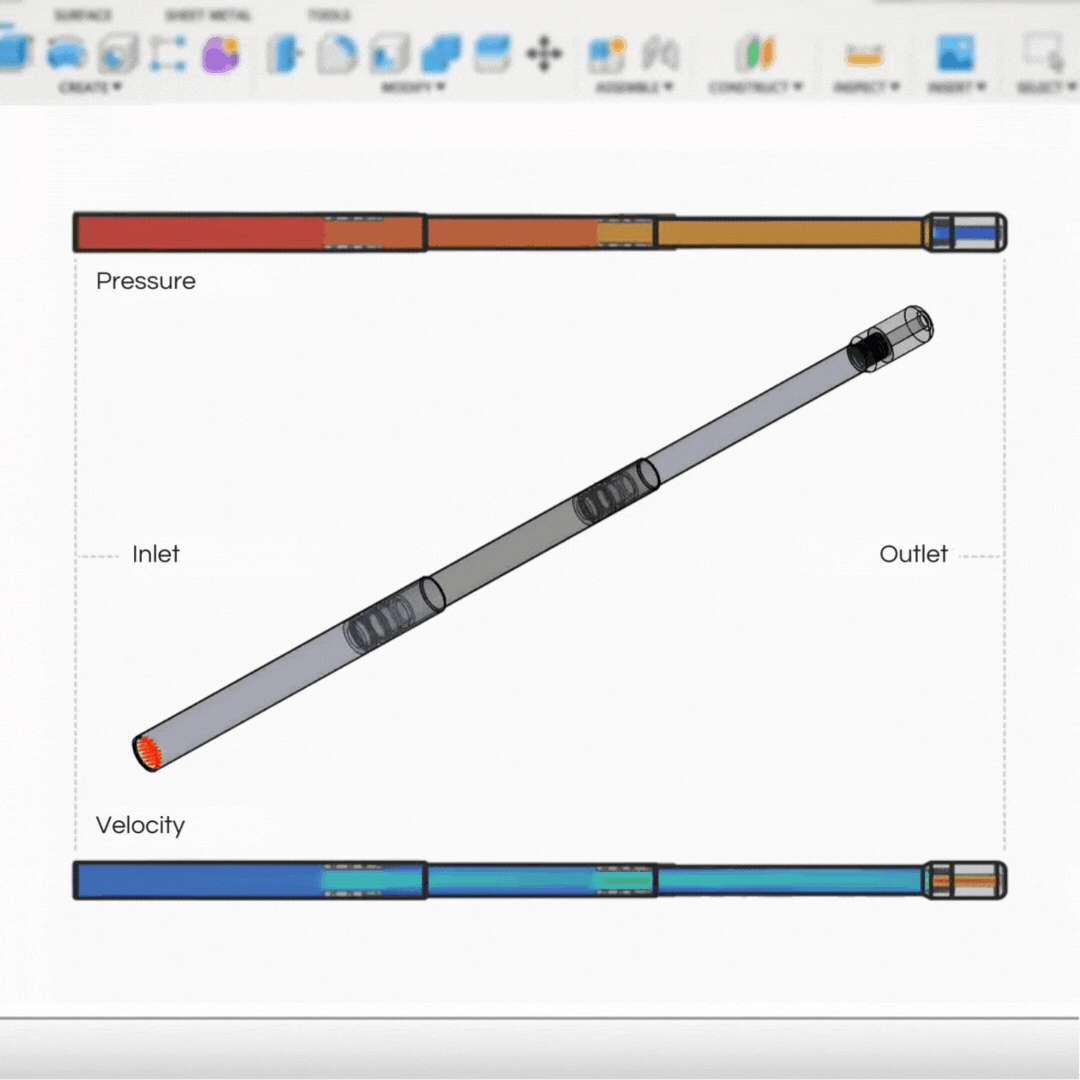 A simulation of pressure and velocity through a straw